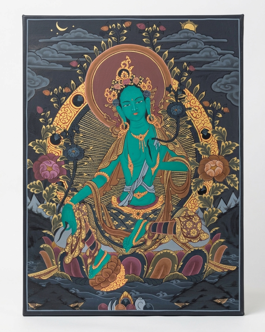 Green Tara Thangka Painting
