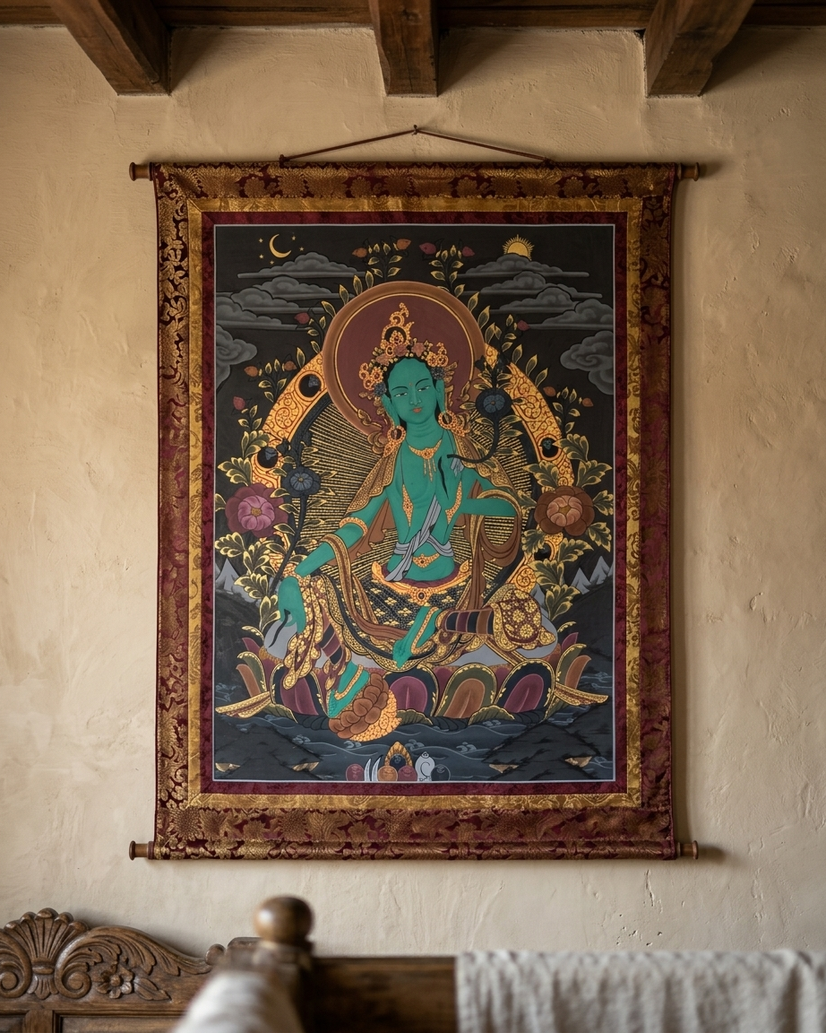 Green Tara Thangka Painting