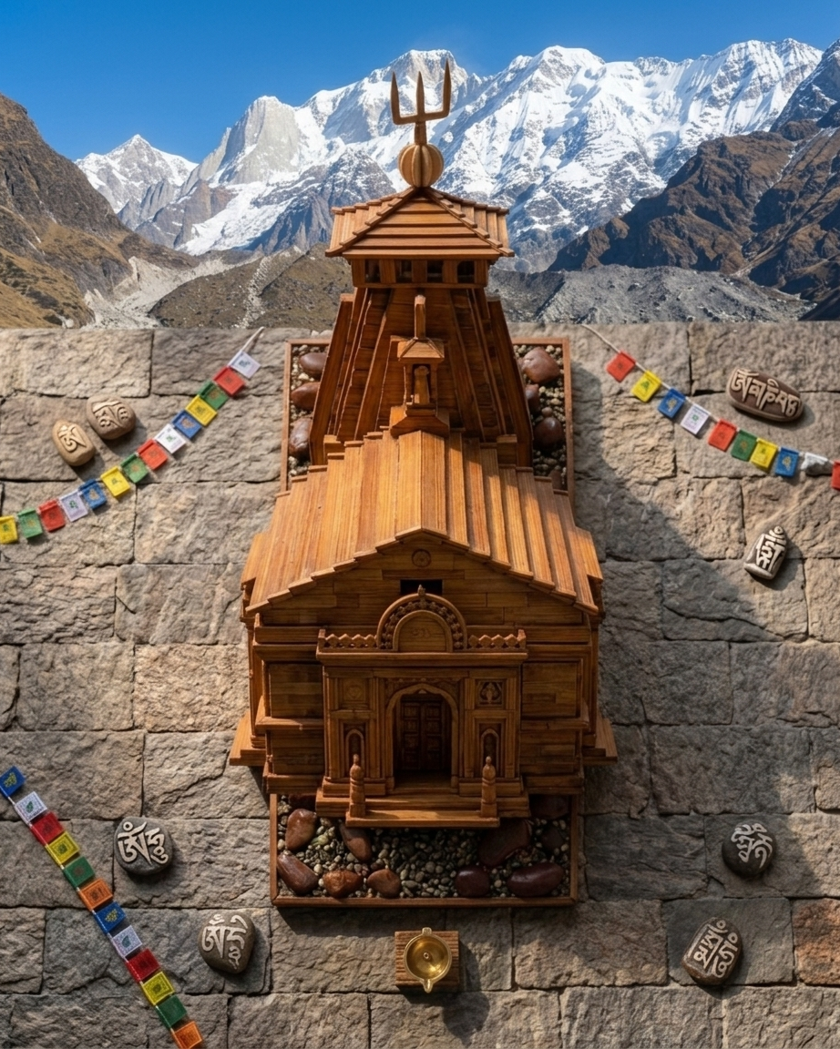 Kedarnath Temple bamboo craft side view