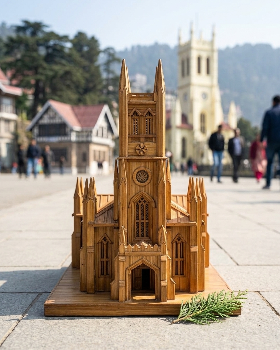 Christ Church Shimla bamboo craft miniature by Vijay Mehra