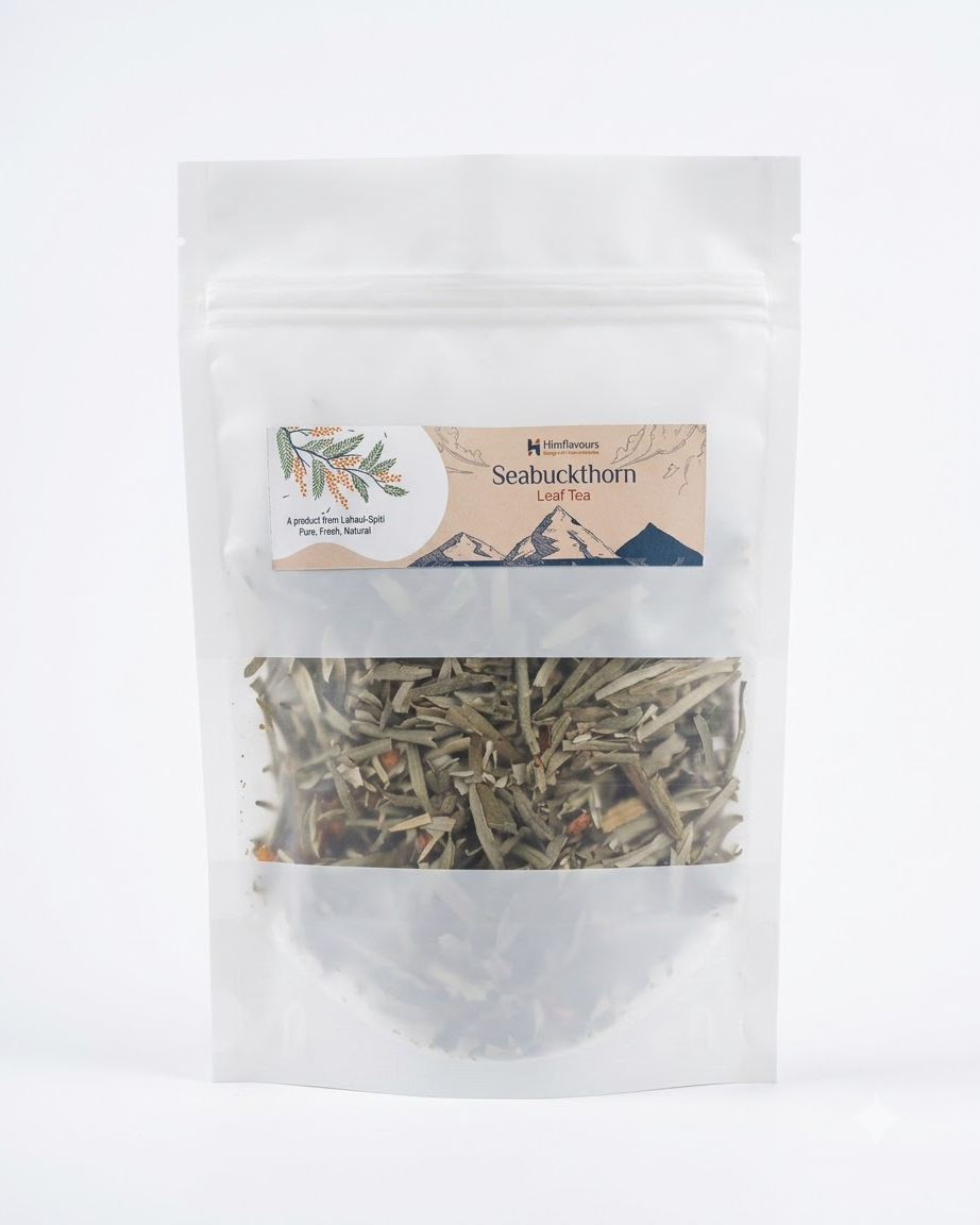 Dried sea buckthorn leaves 35 g pack – wild-harvested in Lahaul-Spiti – Himflavours
