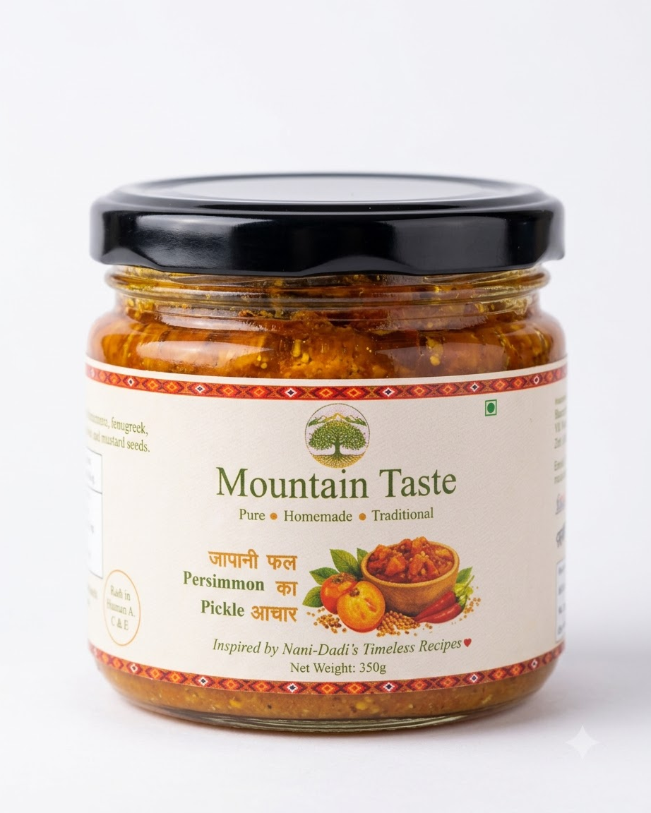 Japani Phal persimmon pickle 350 g jar – homemade Pahadi pickle from Kullu – Himflavours