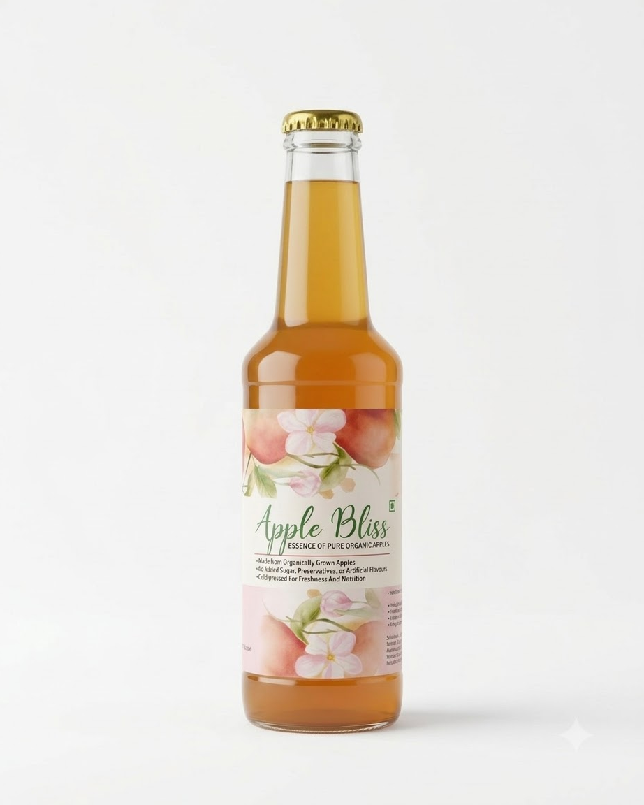 Apple Bliss organic cold-pressed apple juice 275 ml bottle – no preservatives – Himflavours