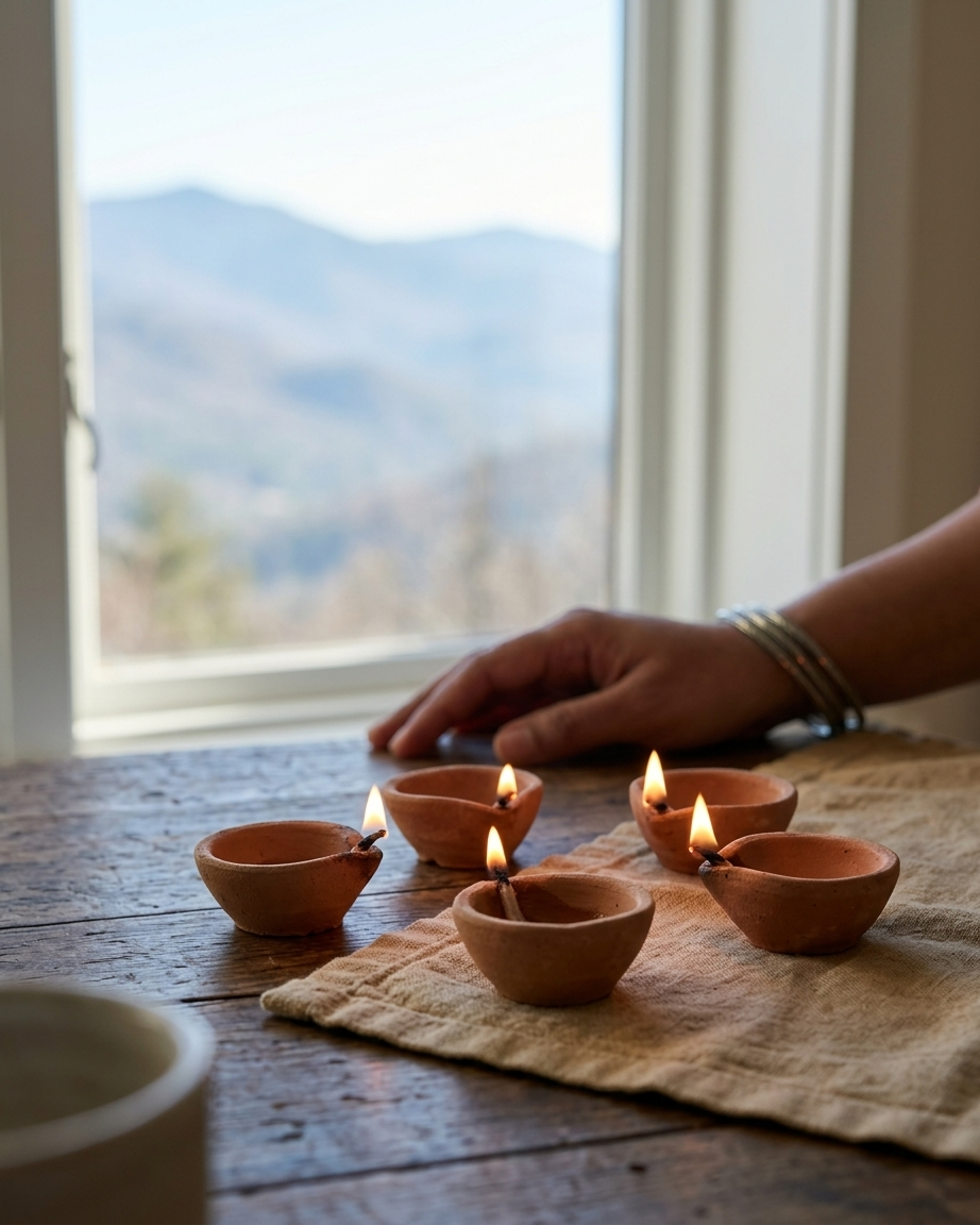 Handmade Clay Diyas with Cotton Wicks