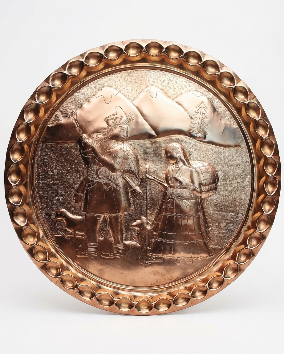 Chamba Thaal – Handcrafted Embossed Brass Art Plate