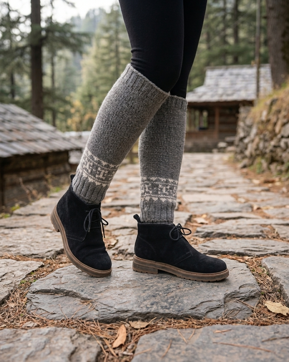 Pure Angora Wool Hand-Knitted Leg Warmers – Winter Thermalwear