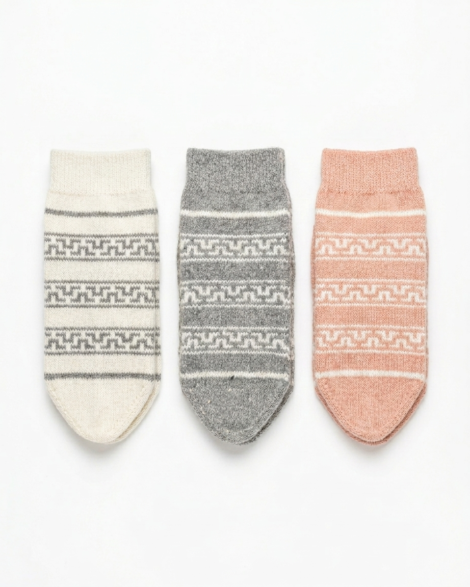 Pure Angora Wool Hand-Knitted Socks – Premium Winter Thermalwear