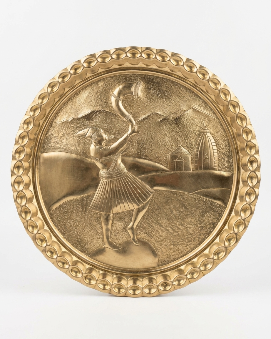 Chamba Thaal – Handcrafted Embossed Brass Art Plate