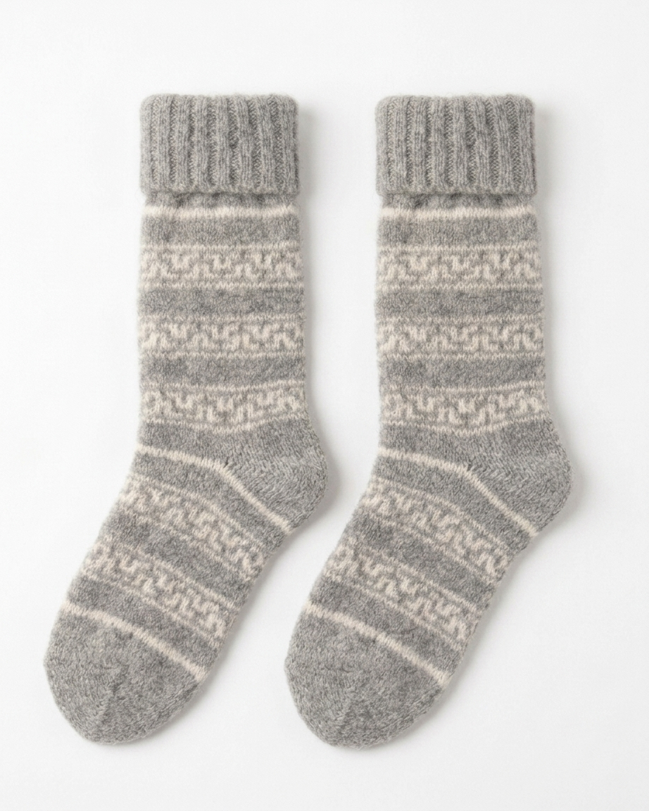 Pure Angora Wool Hand-Knitted Socks – Premium Winter Thermalwear