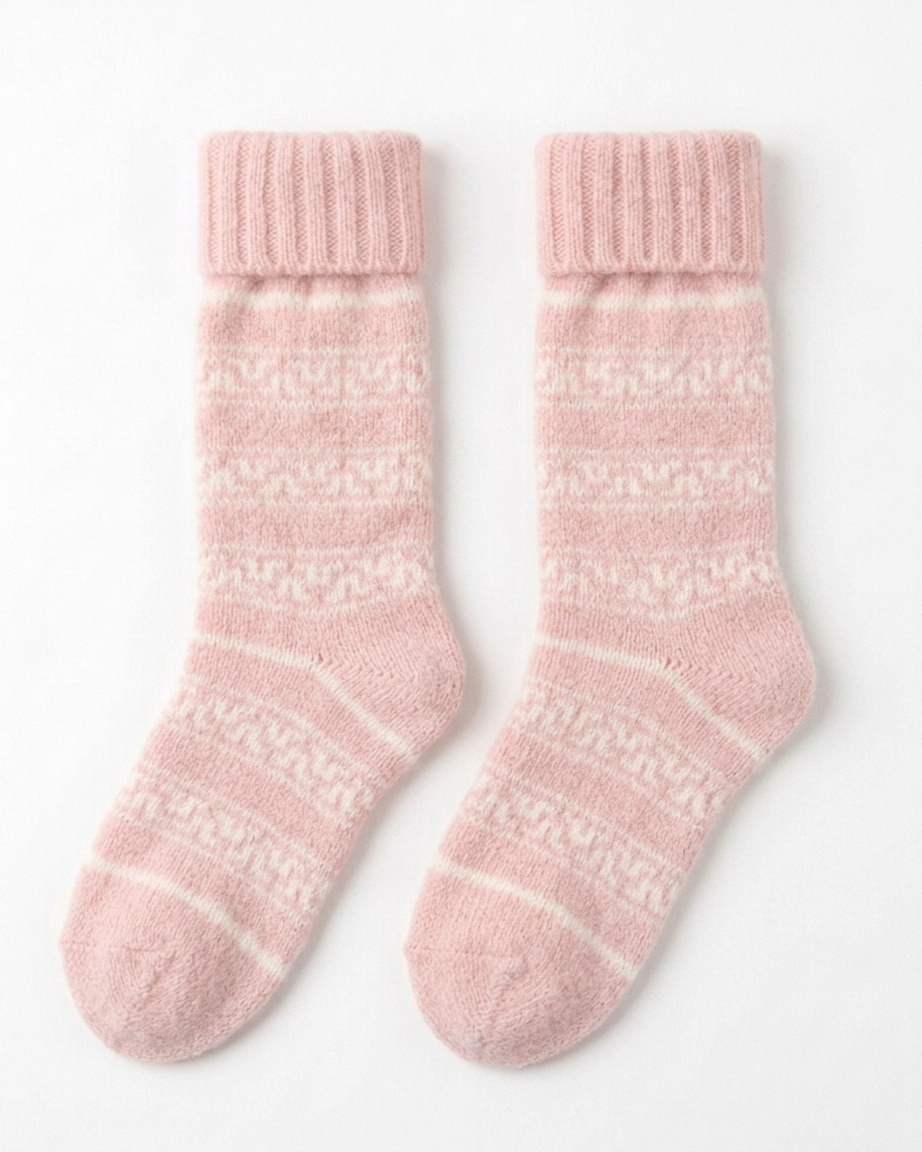 Pure Angora Wool Hand-Knitted Socks – Premium Winter Thermalwear