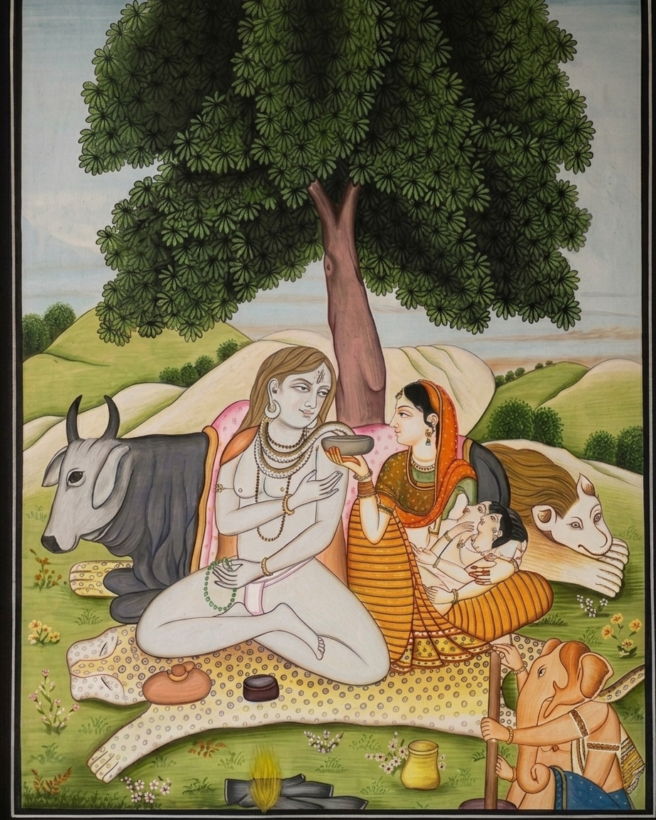 Parvati Offering Bhang to Shiva