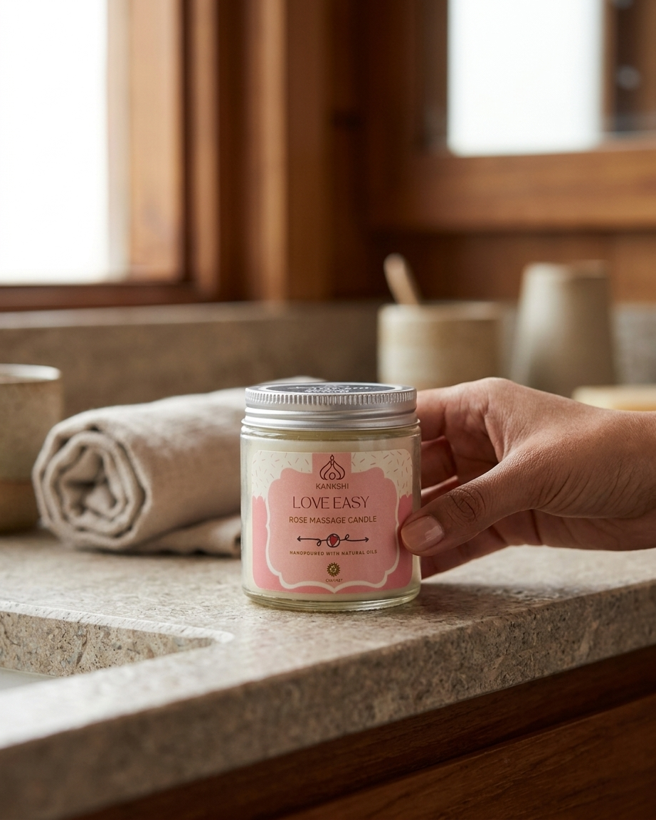 Kankshi Love Easy Rose Massage Candle – Handpoured Aromatherapy