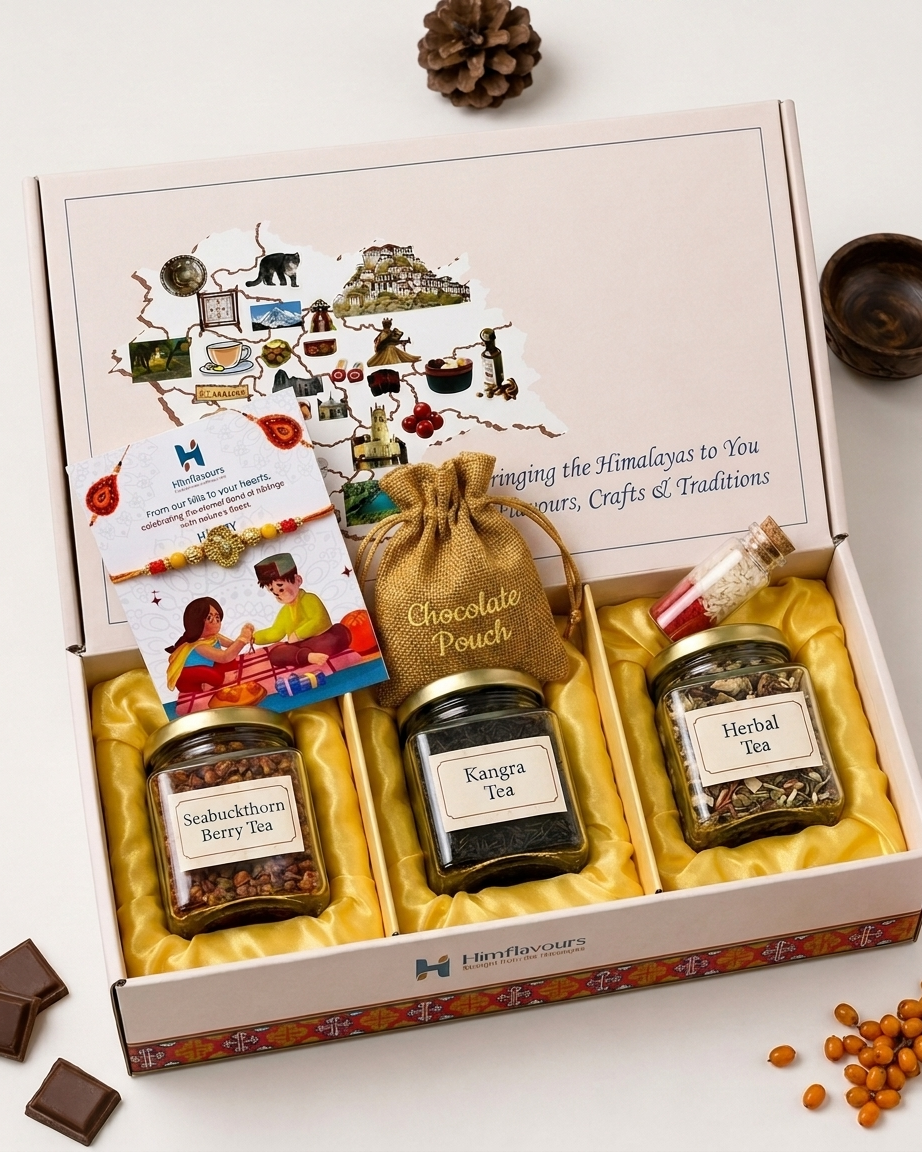 Rakhi Gift Box with Kangra Tea, Sea Buckthorn Tea & Herbal Tea