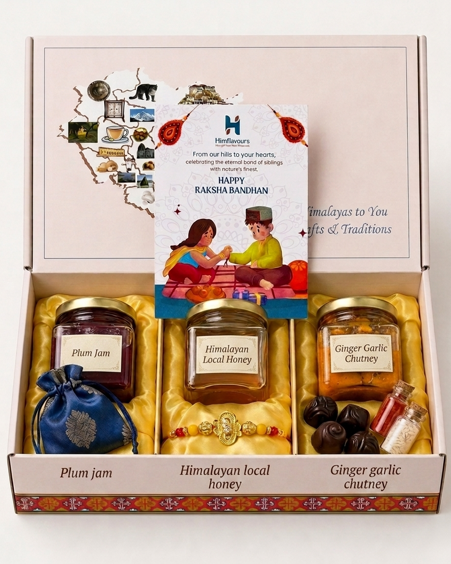 Rakhi Gift Box with Plum Jam, Honey & Garlic Chutney