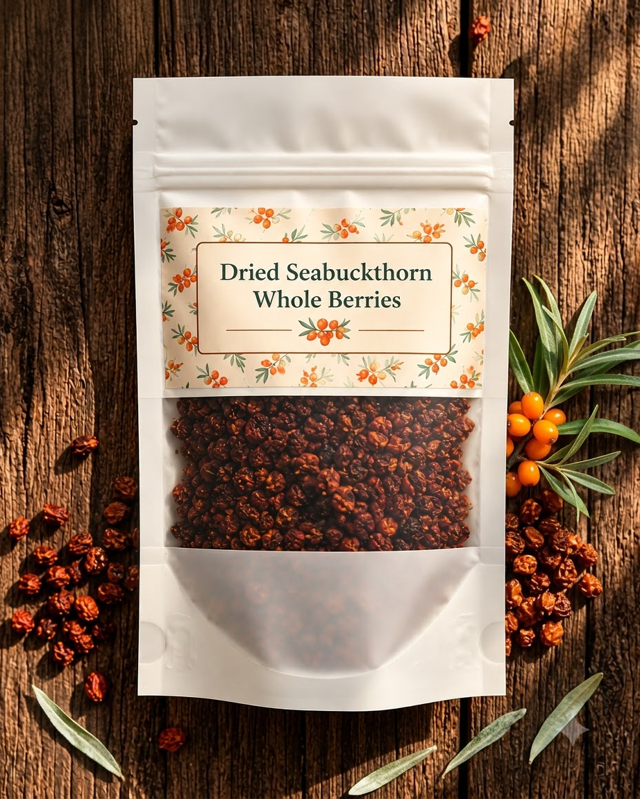 Whole dried sea buckthorn berries from Lahaul-Spiti, Himachal – rich in vitamin C