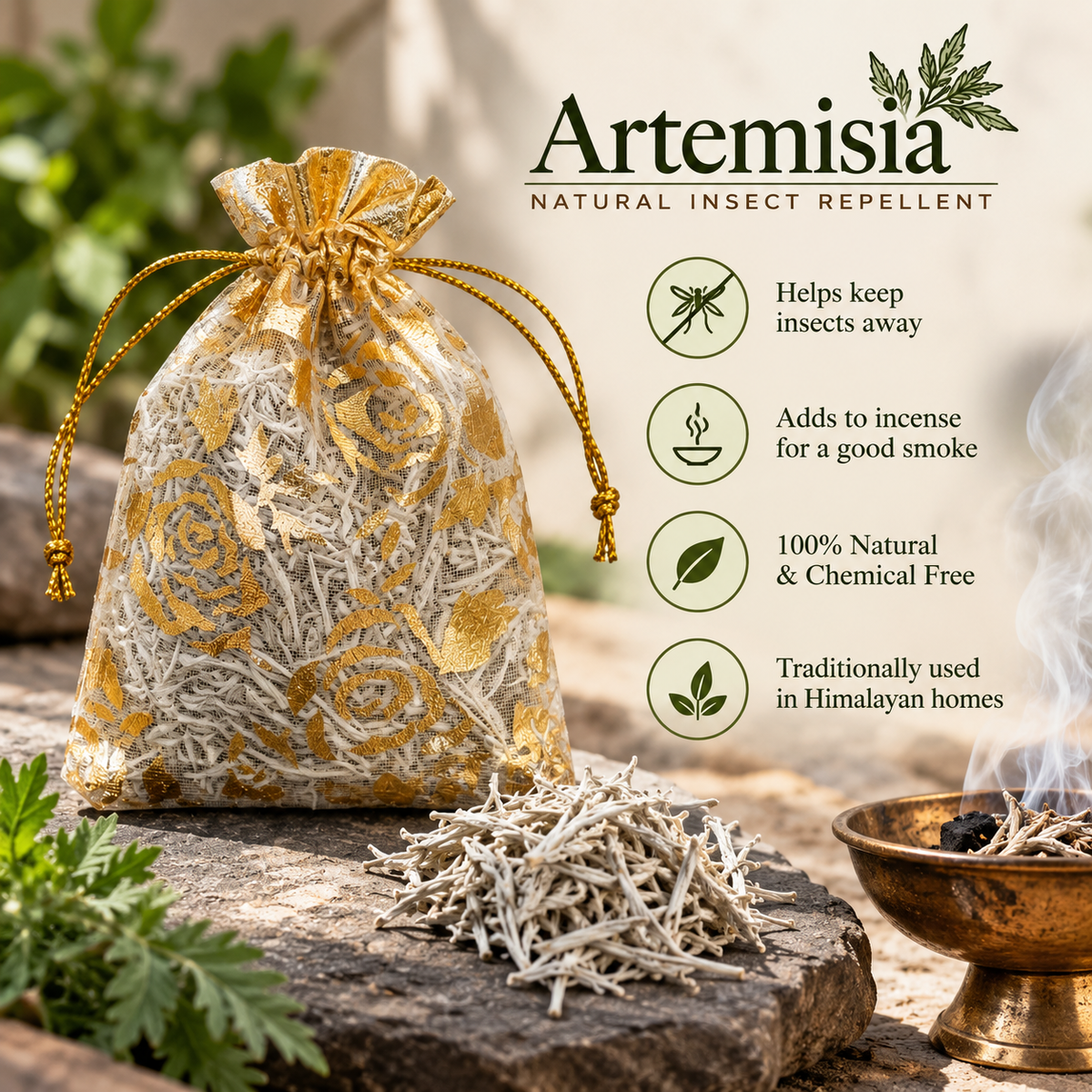 Wild Artemisia herb from Lahaul – chemical-free wardrobe freshener and dhoop herb